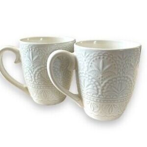 NEW! Elama 2pc Lace Ceramic Mugs